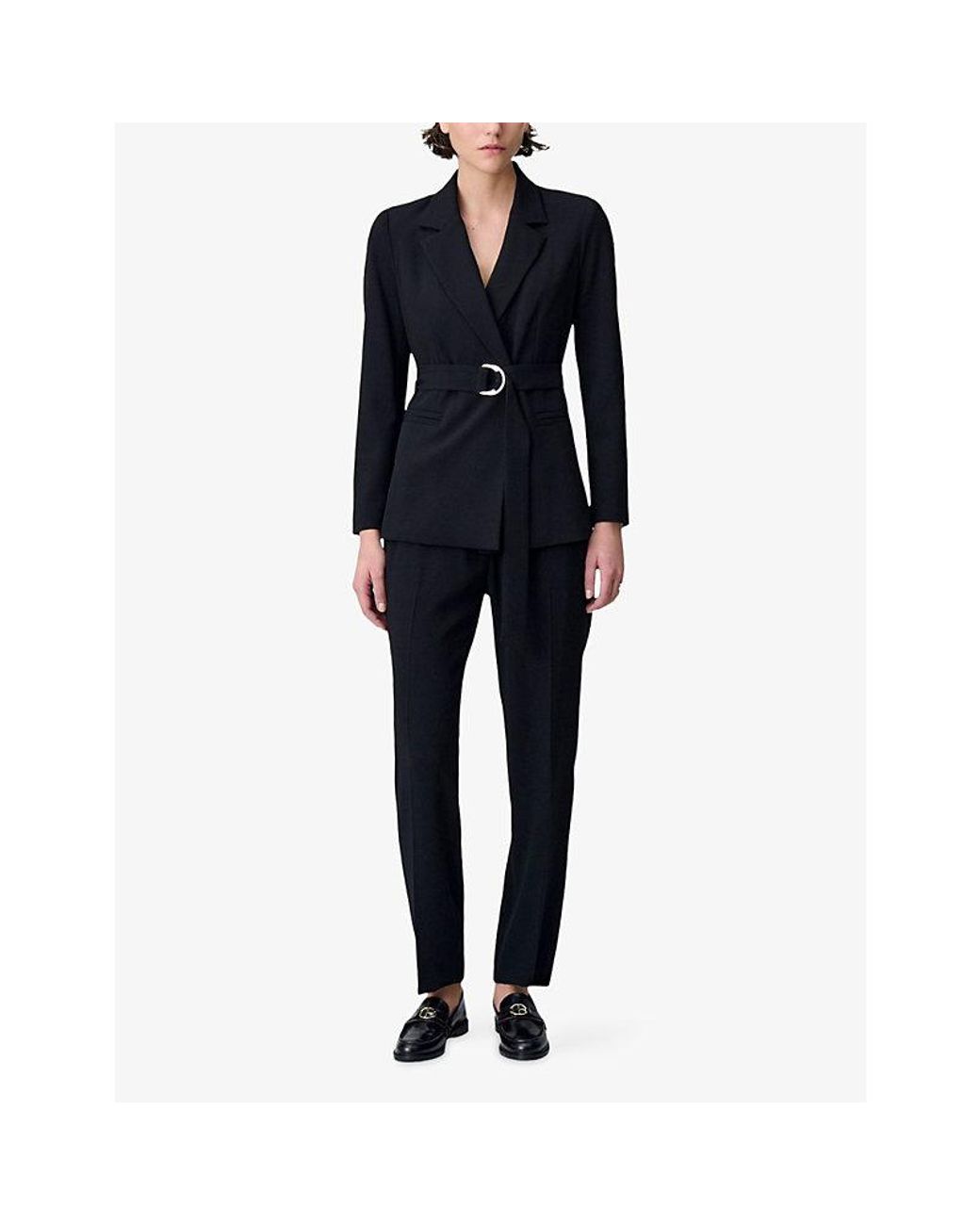 Claudie Pierlot Black Poupin Tailored Mid-Rise Woven Trousers