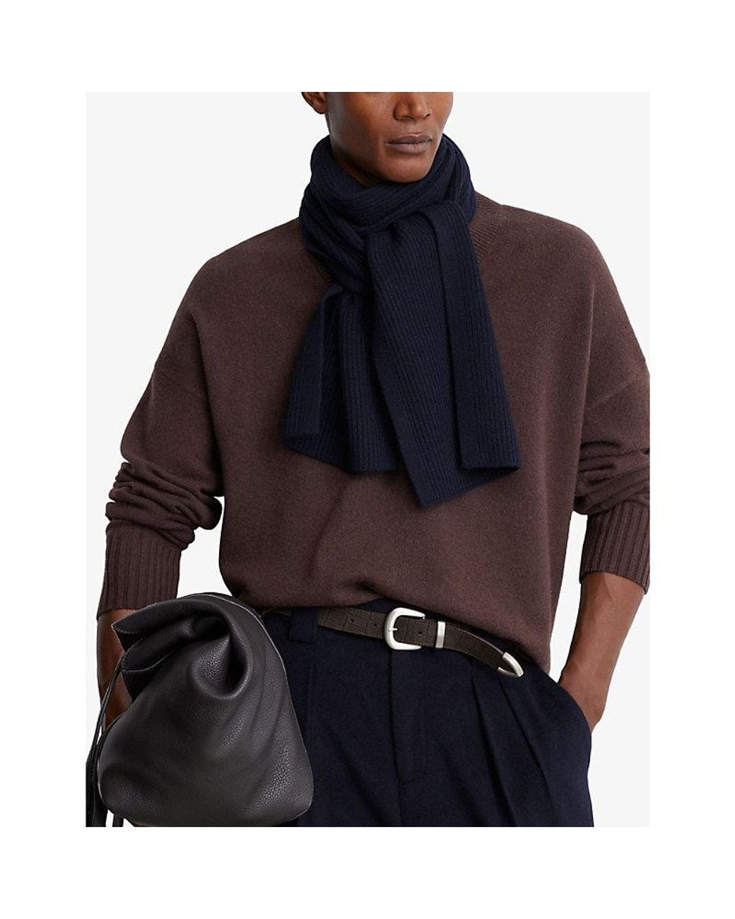 Reiss Blue Chesterfield Ribbed Merino-Wool Scarf for men