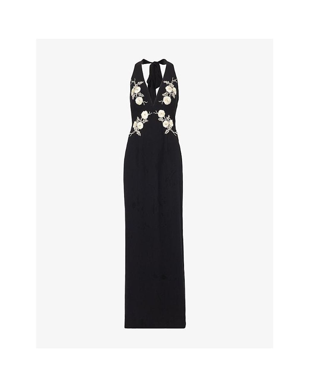 Huishan Zhang Black Charlotte Crystal-Embellishment Woven Gown