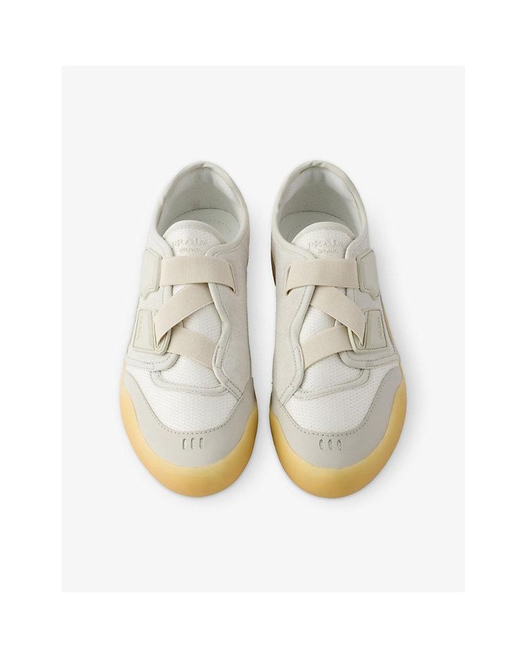 Prada Natural Speedrock Technical Leather And Mesh Trainers