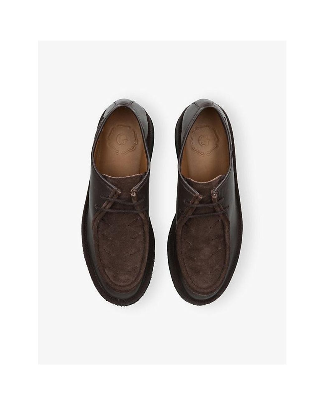 GRENSON Brown Hubert Suede And Leather Derby Shoes for men