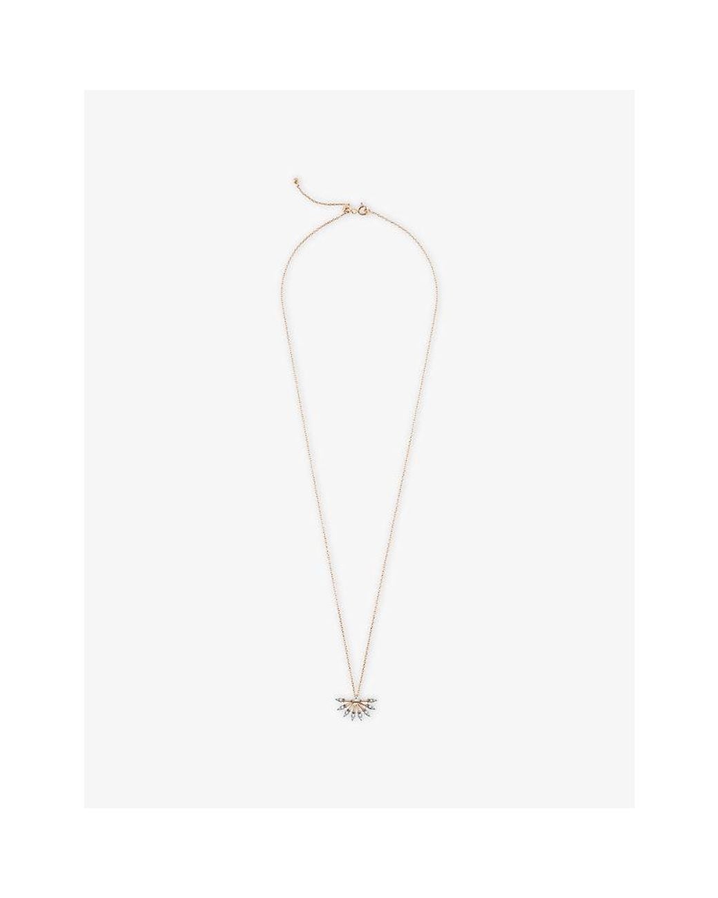 Kismet by Milka White Curvature Metal And 0.20Ct Diamond Pendant Necklace