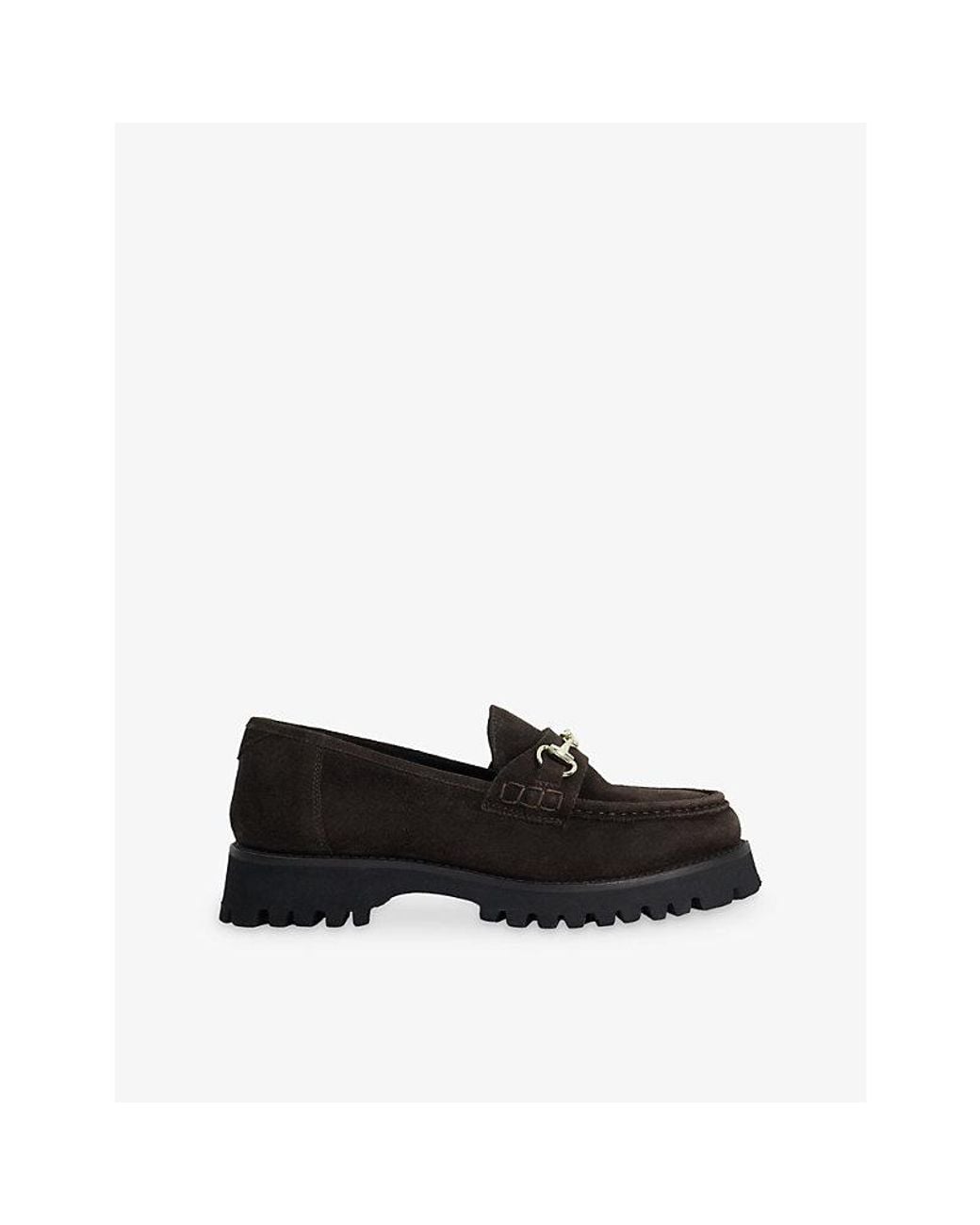Dune Black Grissini Chunky Suede Loafers