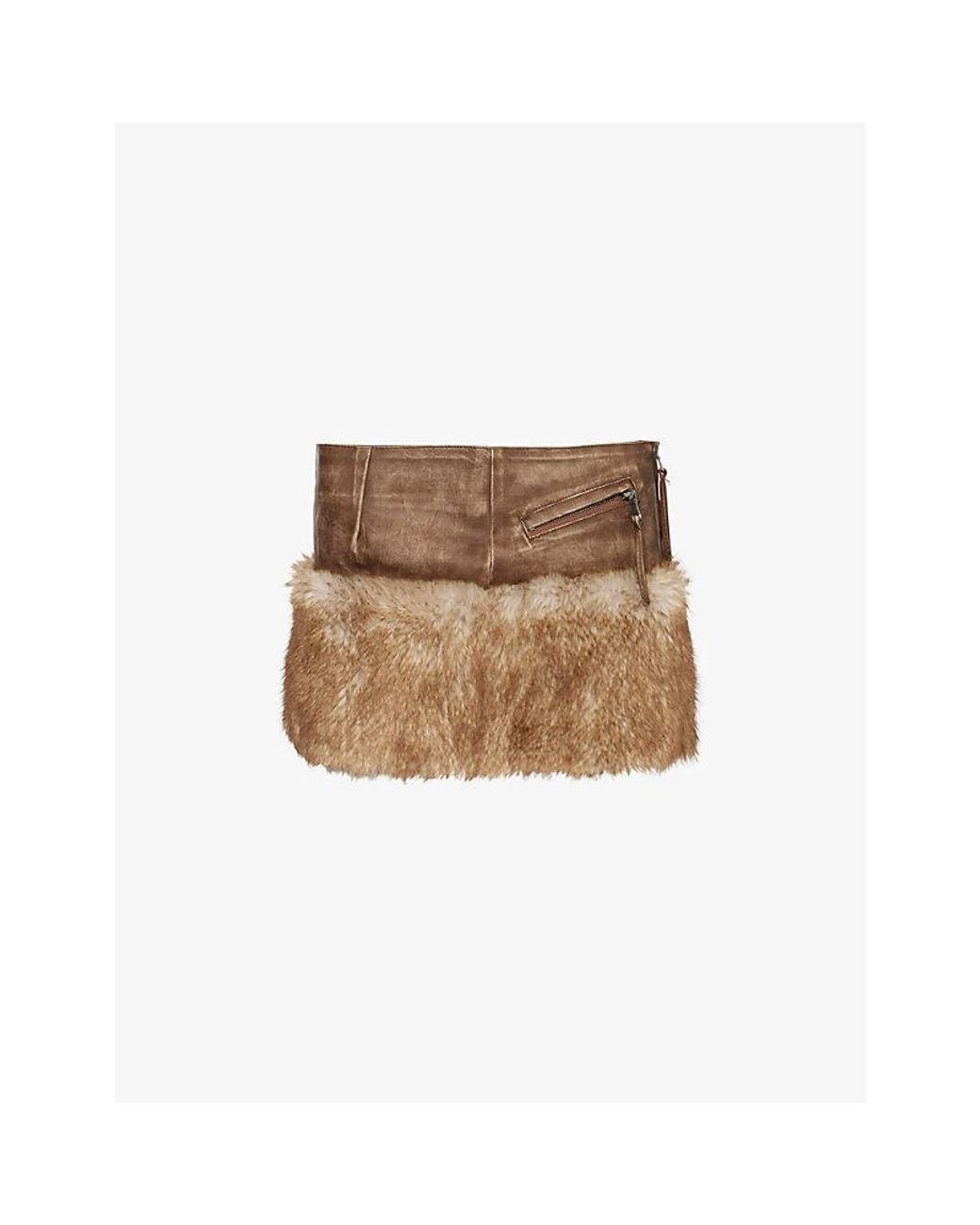 Jaded London Raven Faux-Fur Embellishment Faux-Leather Mini Skirt