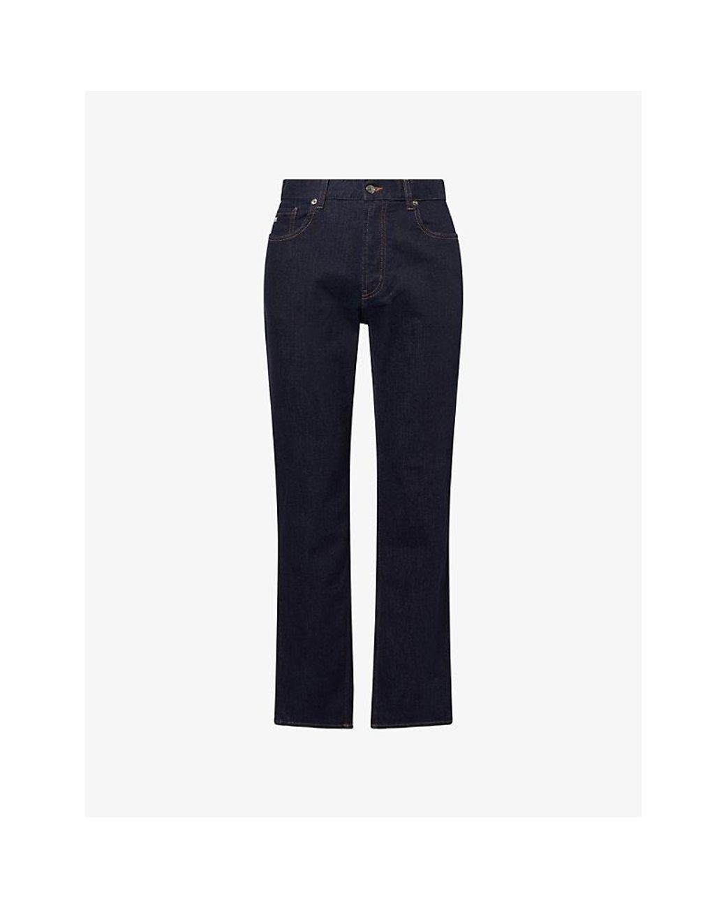 Emporio Armani Blue J76 Straight-Leg Stretch-Denim Jeans for men