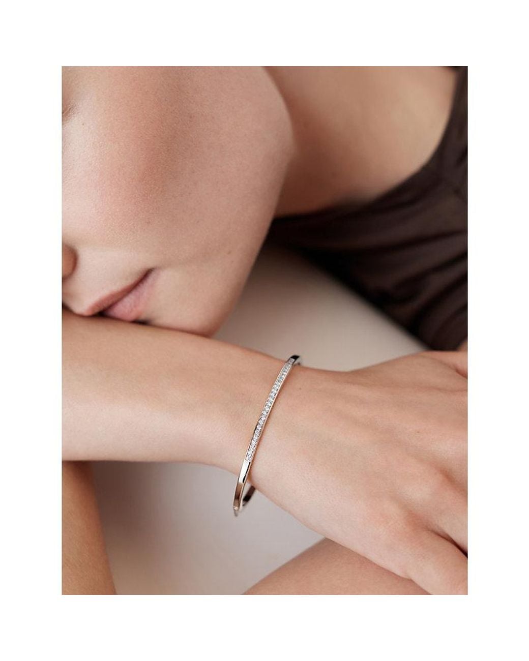 Monica Vinader White Essential Sterling And Lab-Grown Diamond Bangle