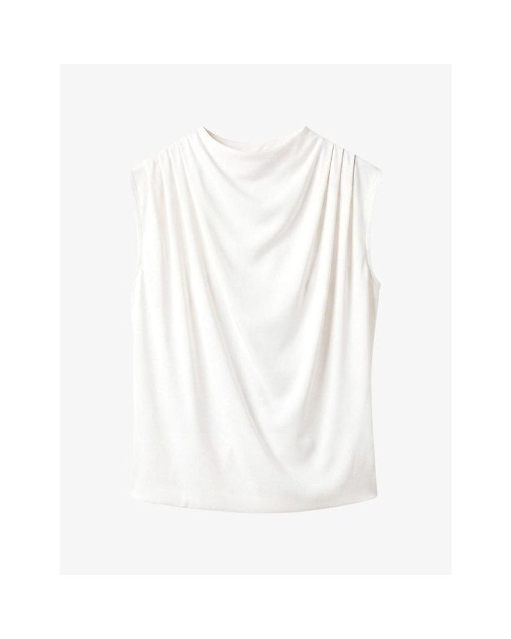 AllSaints White Emerson Draped Woven Top