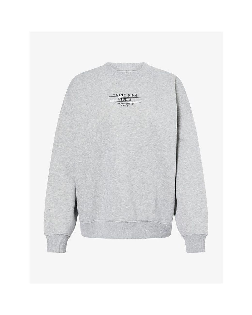 Anine Bing Gray Miles Relaxed-Fit Cotton-Blend Sweatshirt