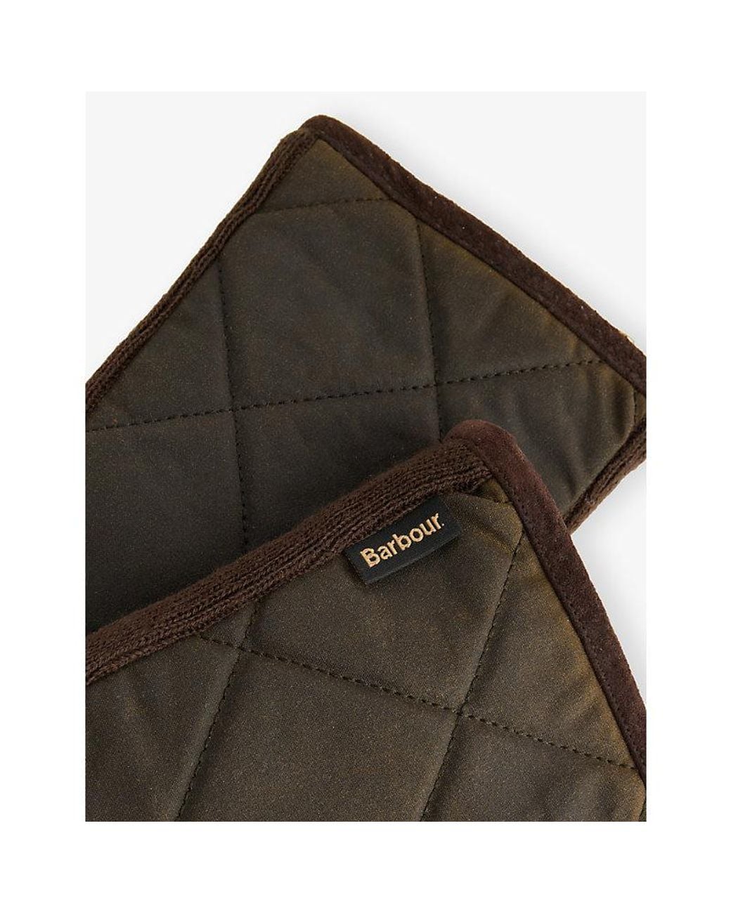 Barbour Black Westerdale Quilted Waxed-Cotton Gloves for men