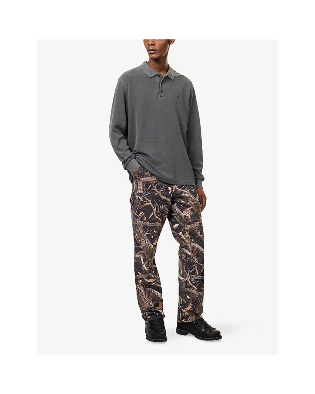 Carhartt Gray Waffle Cotton Rugby Shirt for men