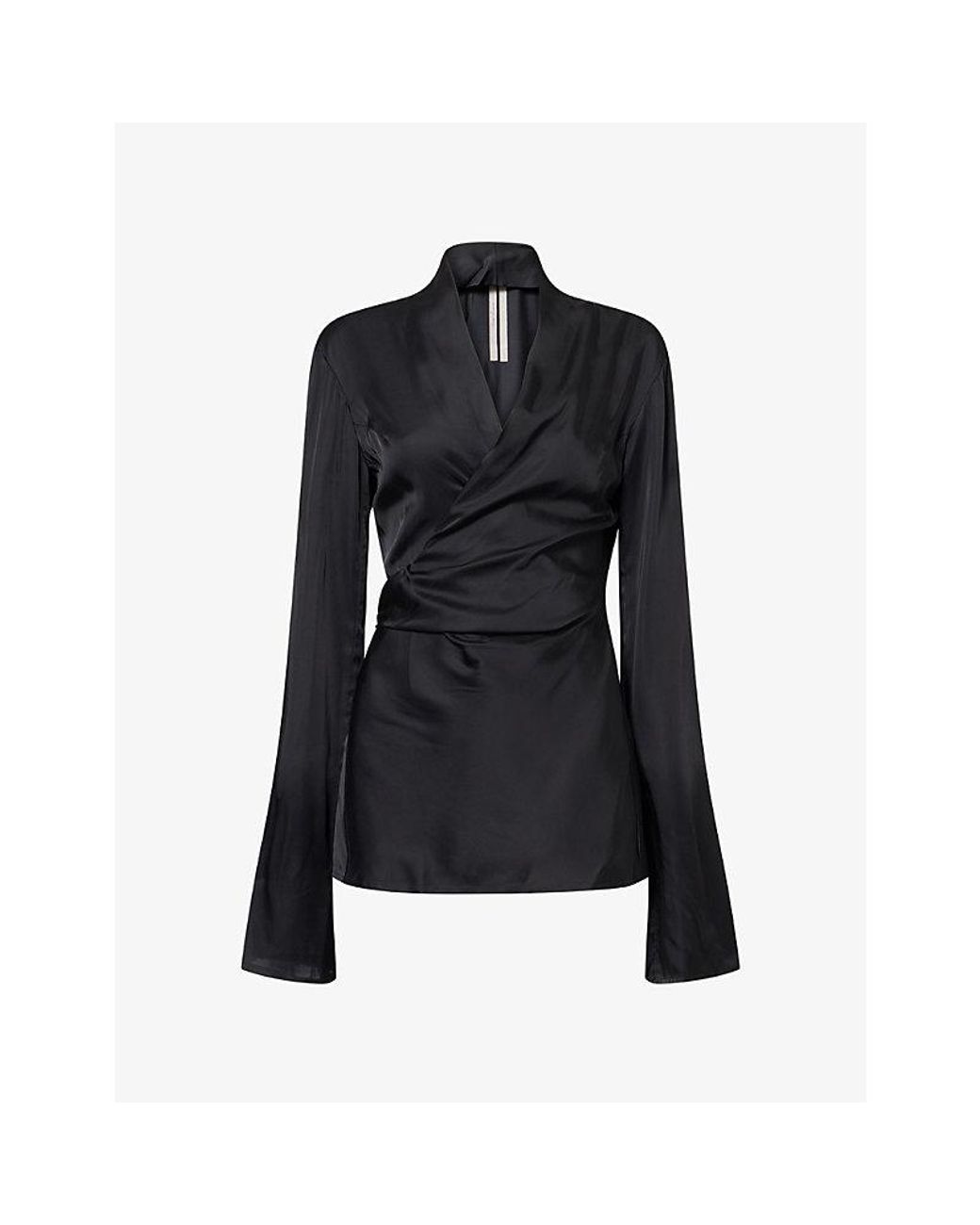 Rick Owens Black Laura Wrap-Round Satin Top