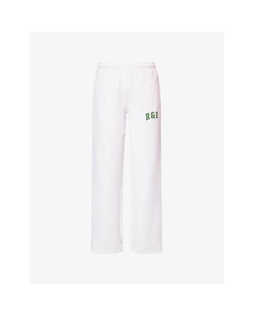 Ru & Rocka White Varsity Logo-Print Jersey Jogging Bottoms