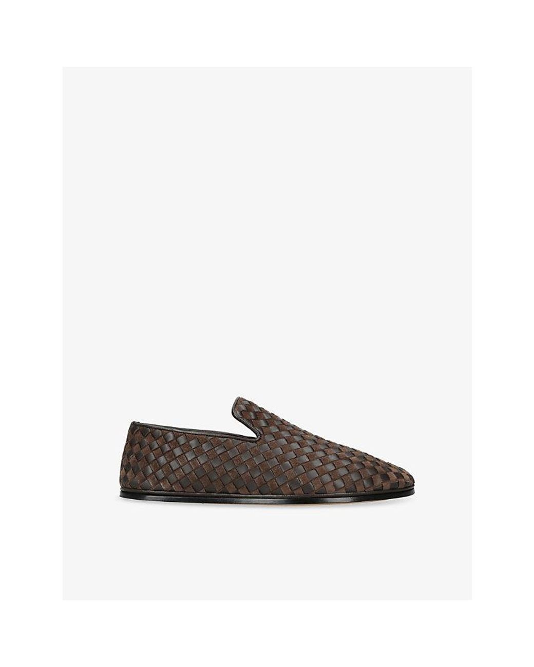 Bottega Veneta Brown Sunday Intrecciato Leather Slippers for men