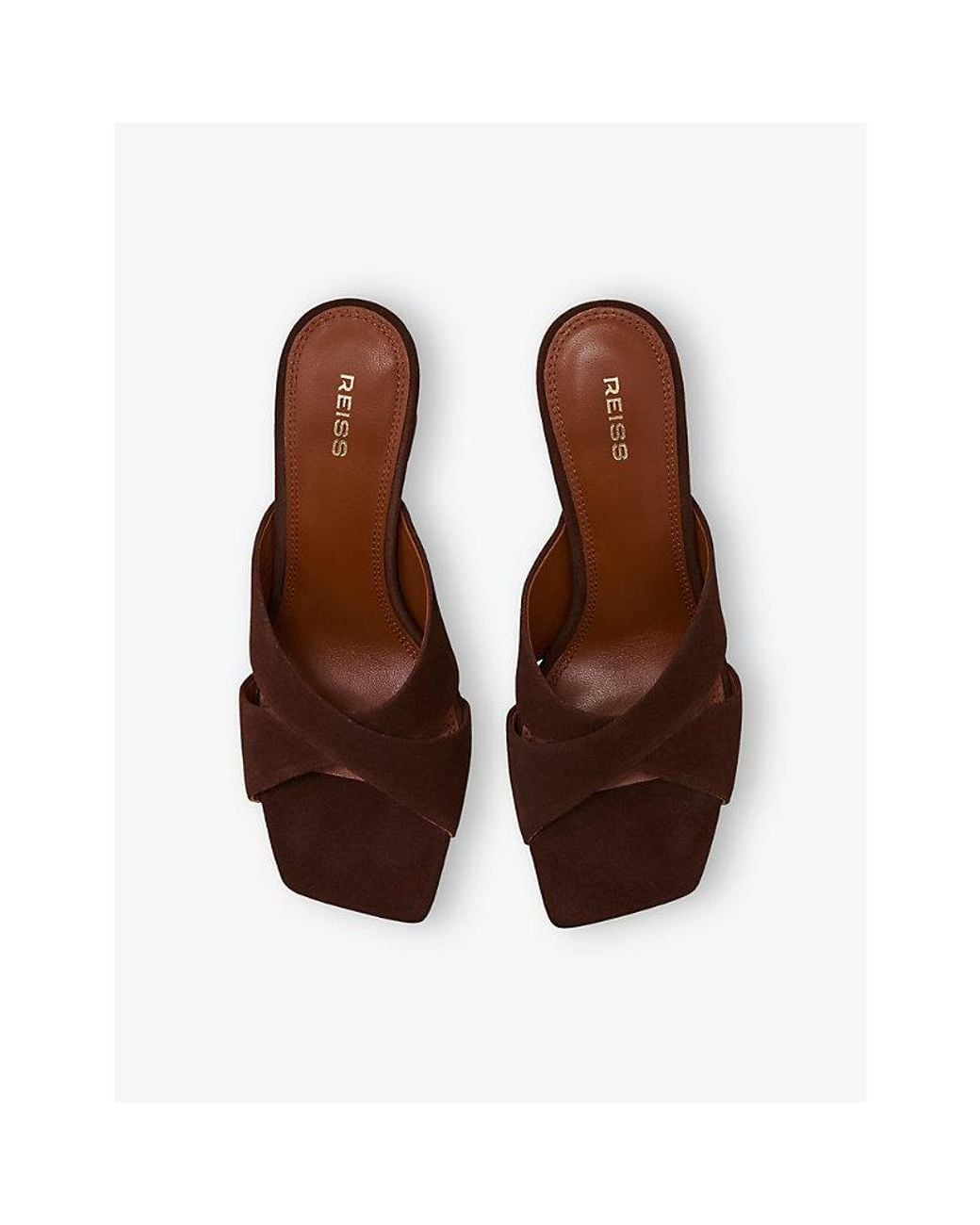 Reiss Brown Rochelle Suede Block-Heel Mules