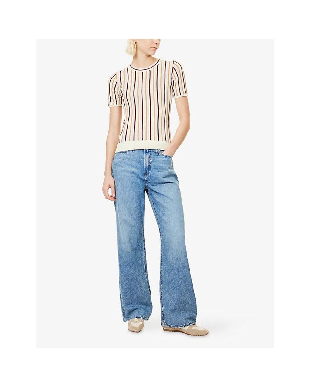 Rag & Bone Blue Logan Wide-Leg Denim Jeans