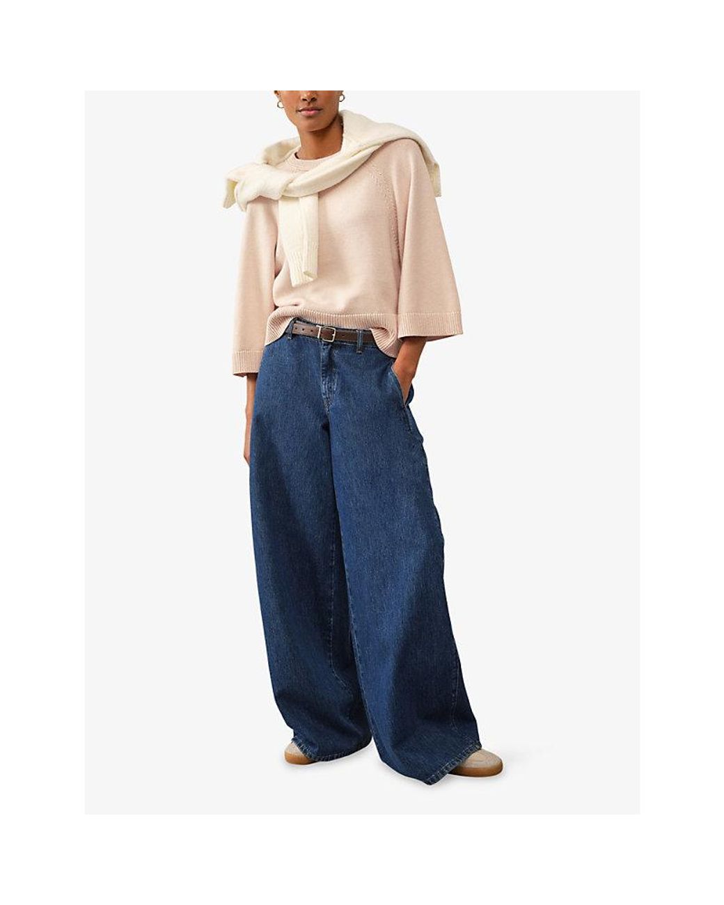 The White Company Natural Relaxed Wide-Sleeve Cotton-Blend Jumper