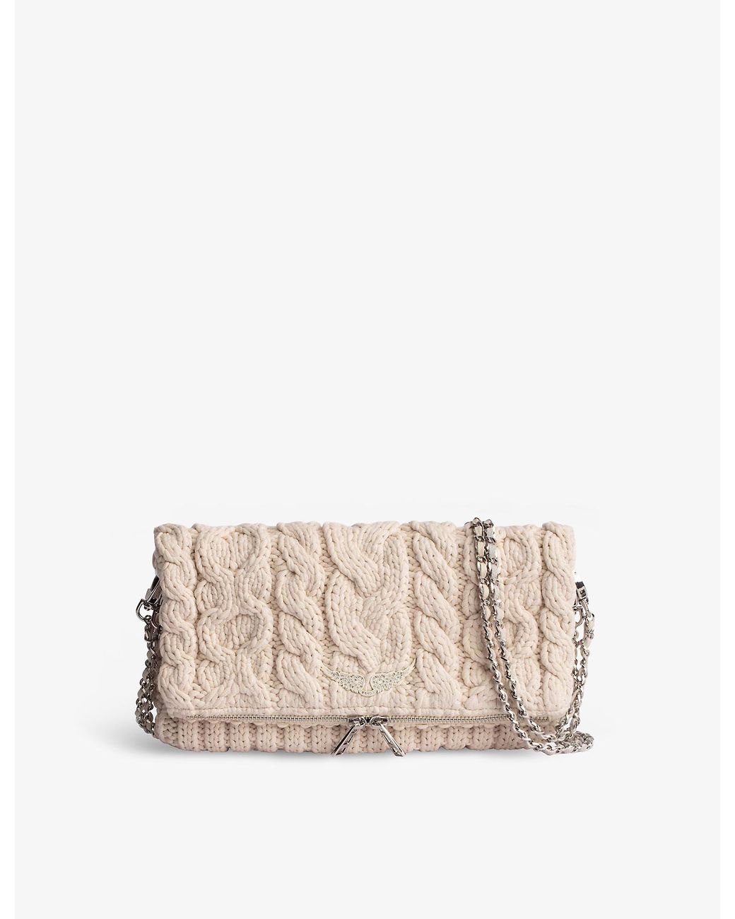 Zadig & Voltaire Rock Knitted Clutch Bag in Natural Lyst