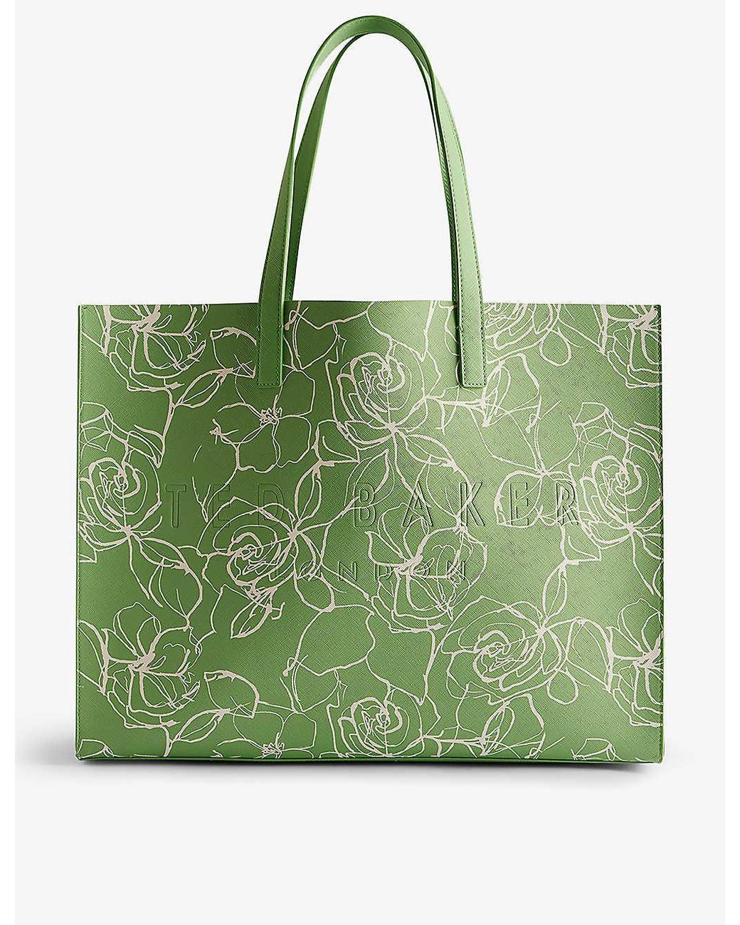 Ted Baker Linacon Floral-print Faux-leather Tote Bag in Green