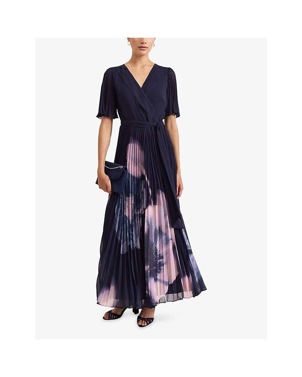 Phase Eight Blue Petite Abigail Floral-Print Woven Maxi Dress