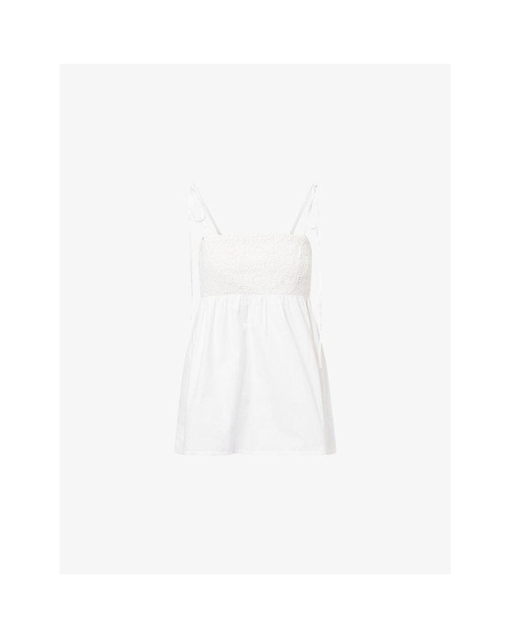 Pretty Lavish White Rae Crochet Cotton Cami Top