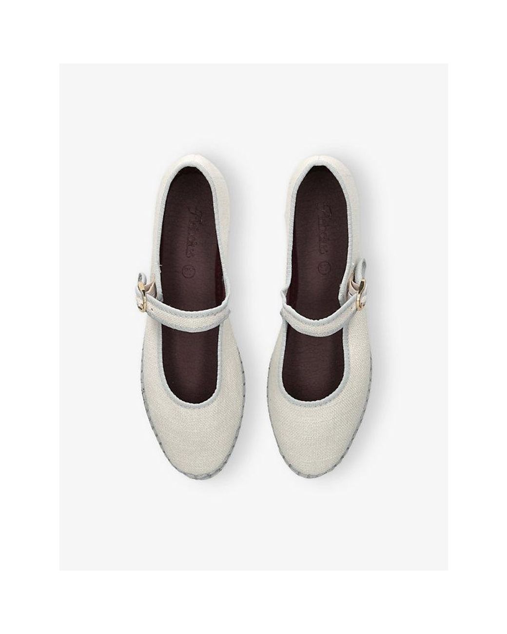 Flabelus White Dalloway Linen Ballet Flats