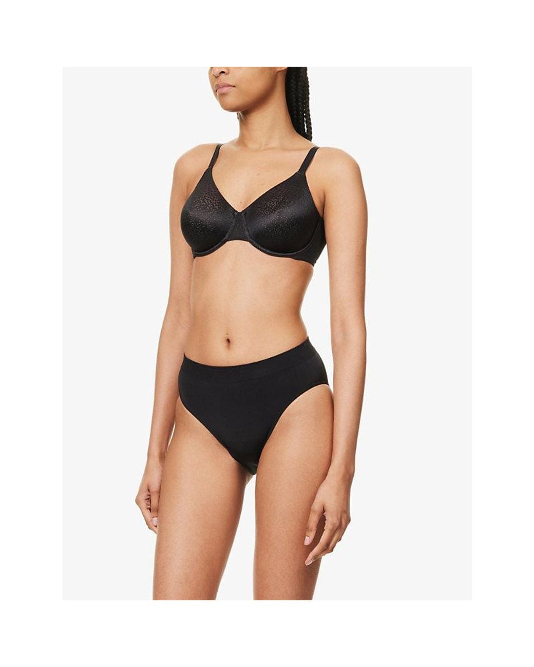 Wacoal Black Back Appeal Jacquard-Print Underwired Stretch-Woven Bra