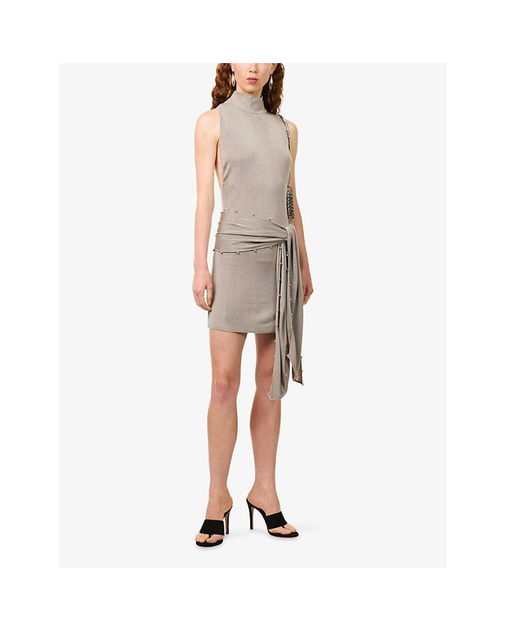 De La Vali Gray Abril Turtleneck Knitted Mini Dress
