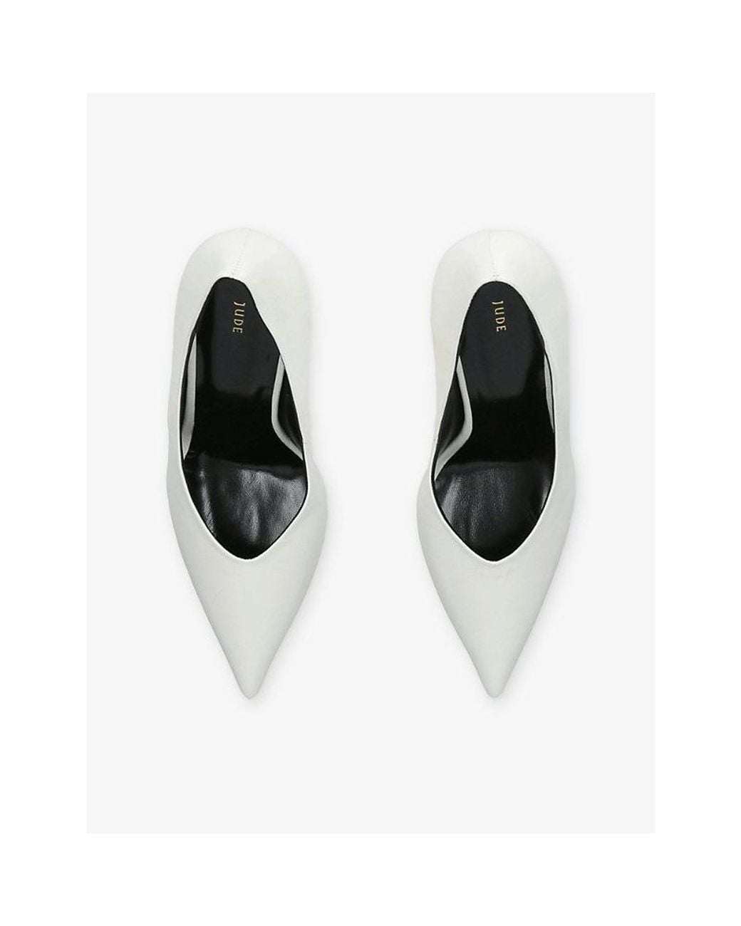 Jude White Kiss Heeled Leather Pumps