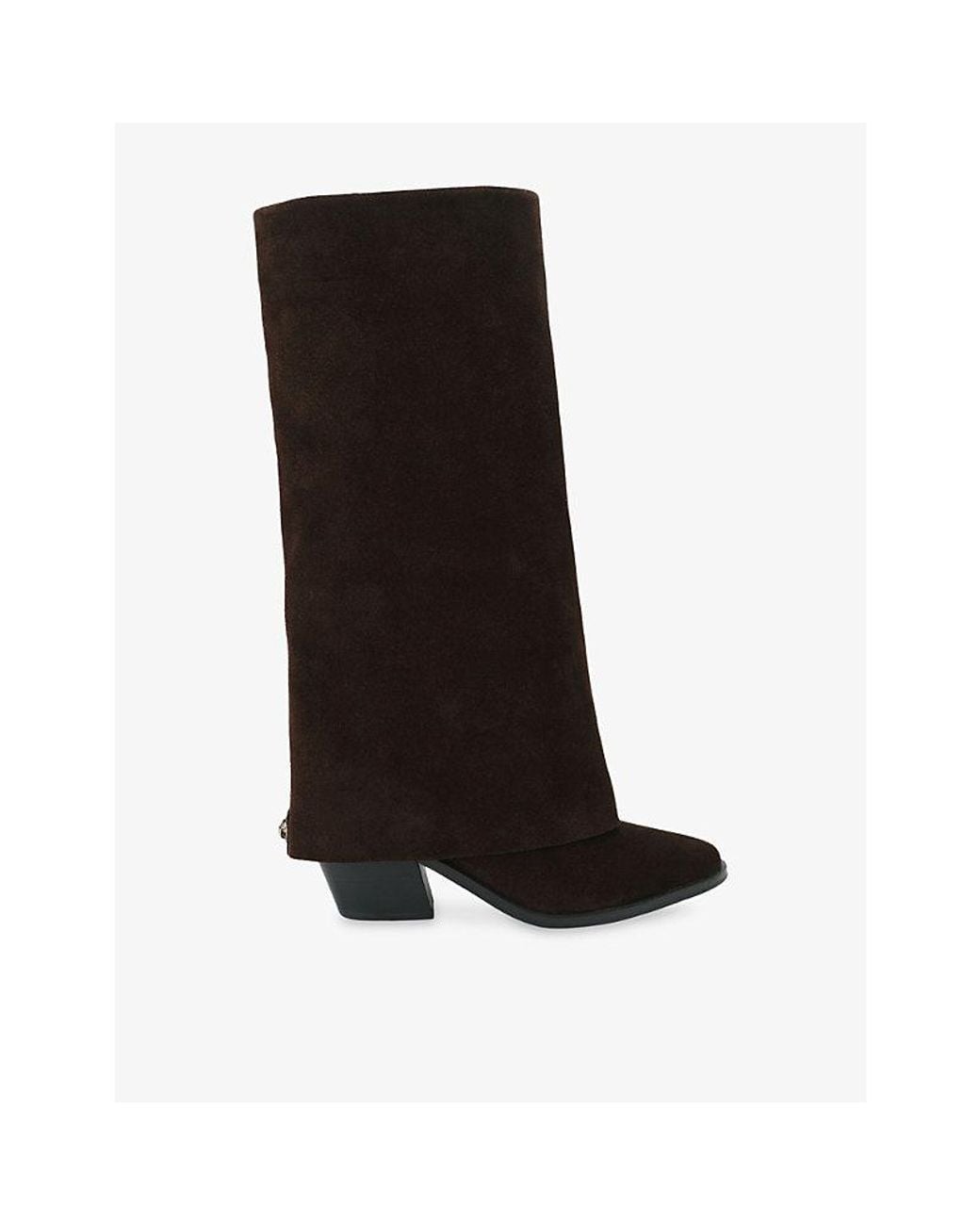 Kurt Geiger Black Mag Folded Suede Knee-High Boots