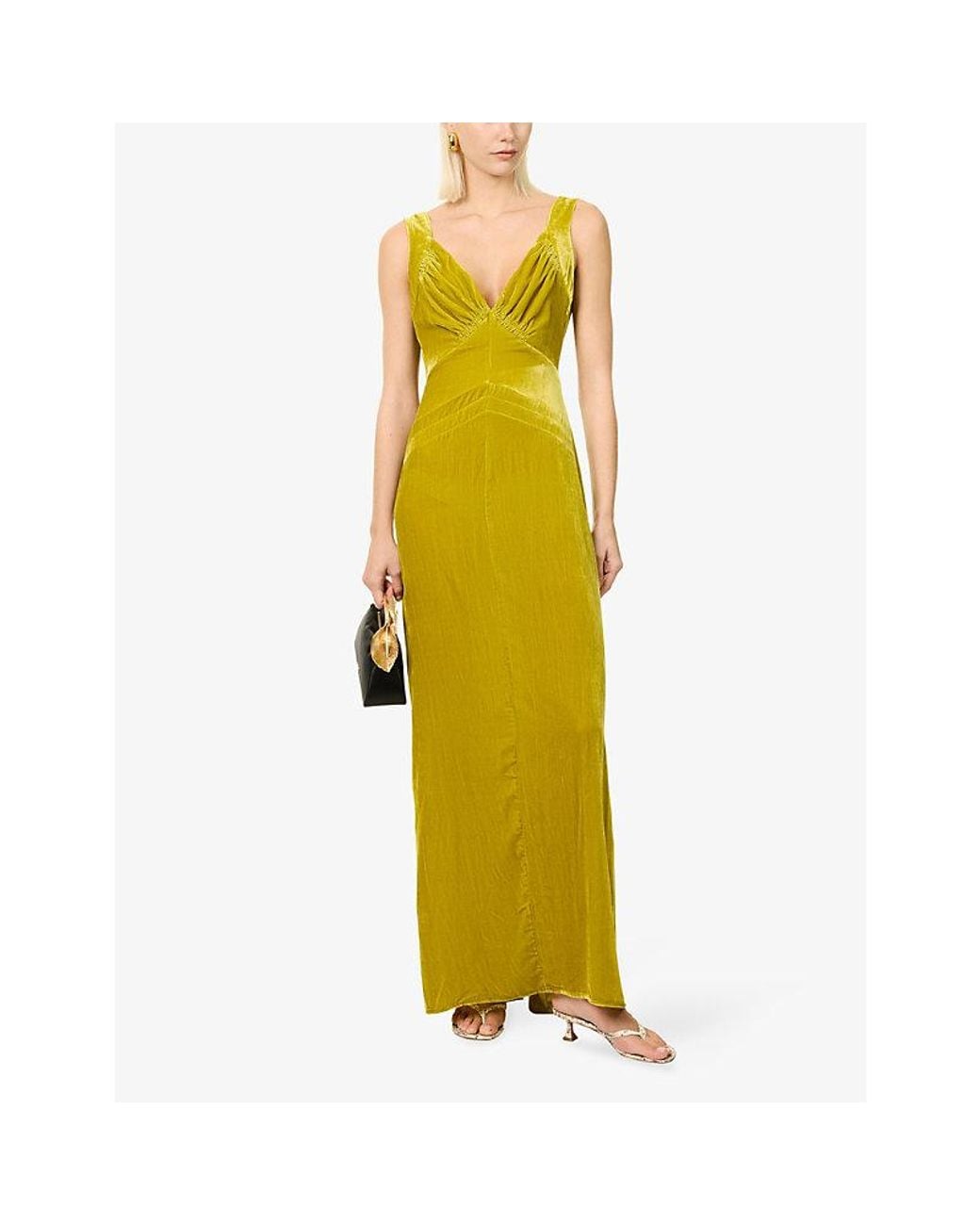 Reformation Yellow X Alexa Chung Legacy Velvet Gown
