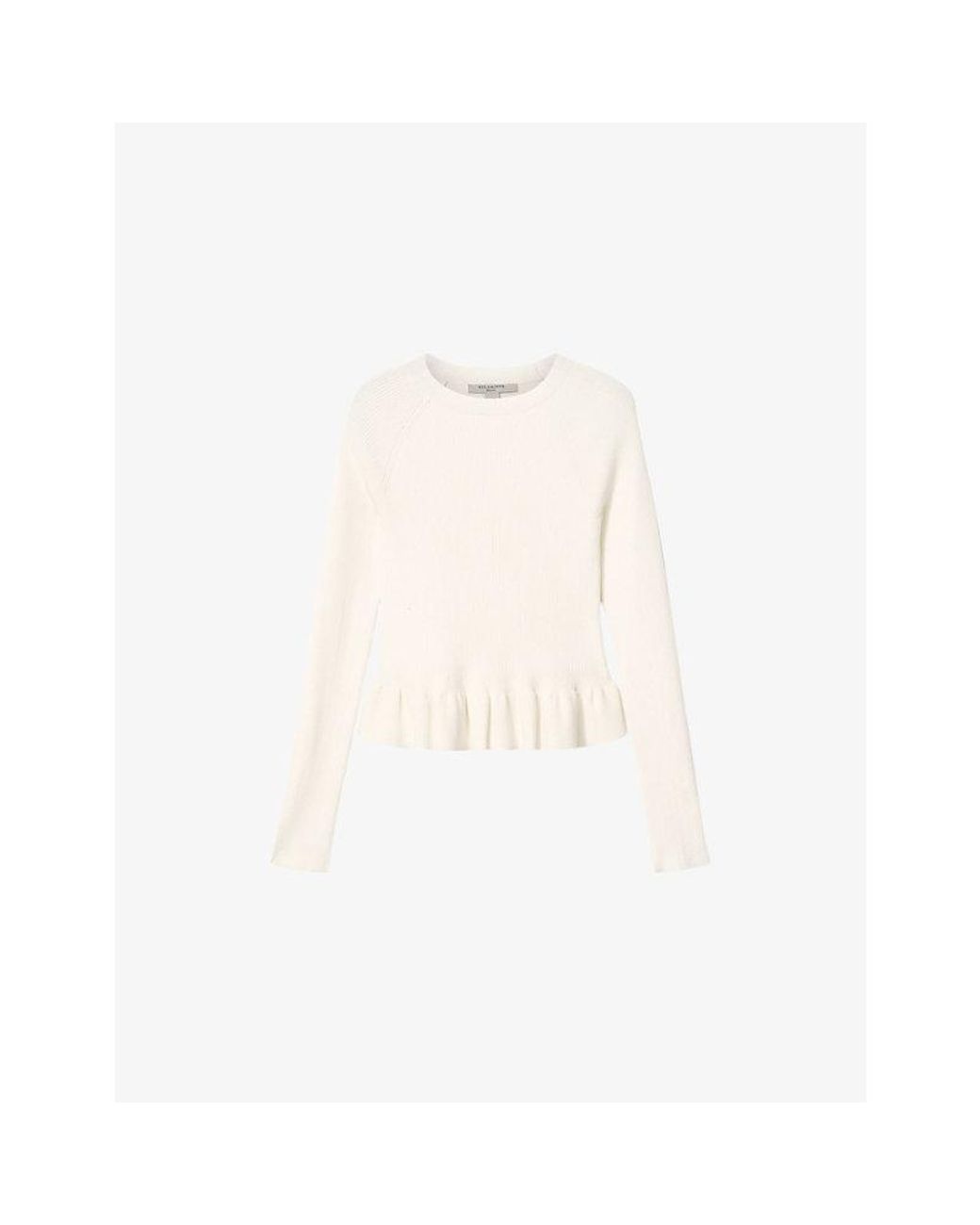 AllSaints White Jas Peplum-Hem Knitted Jumper