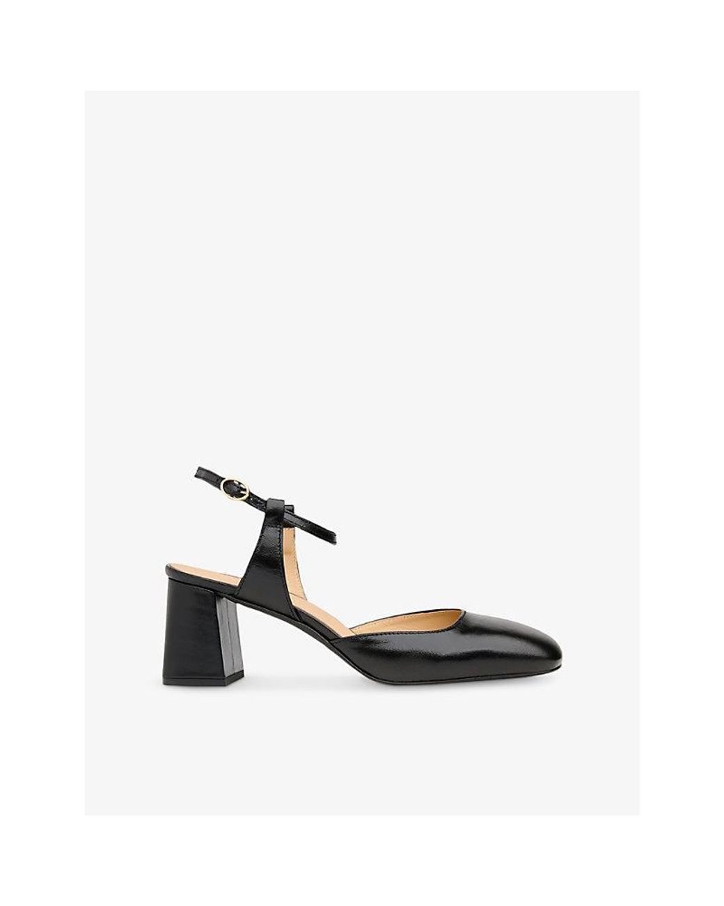 Whistles Black Matilda Block-Heel Leather Slingback Shoes