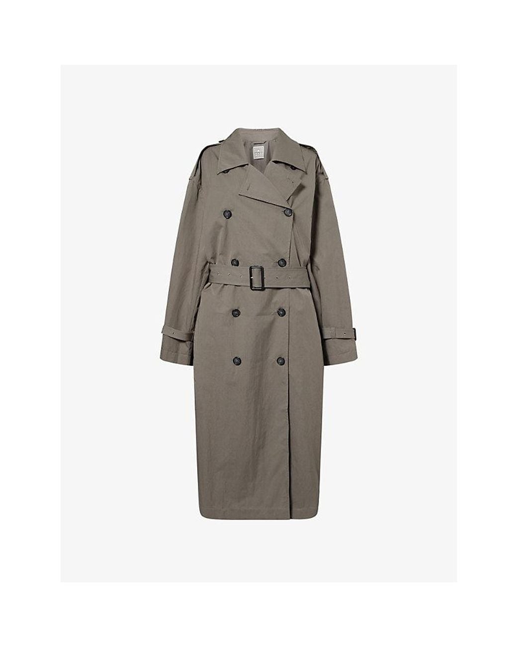 Totême Gray Crisp Summer Cotton-Nylon Trench Coat