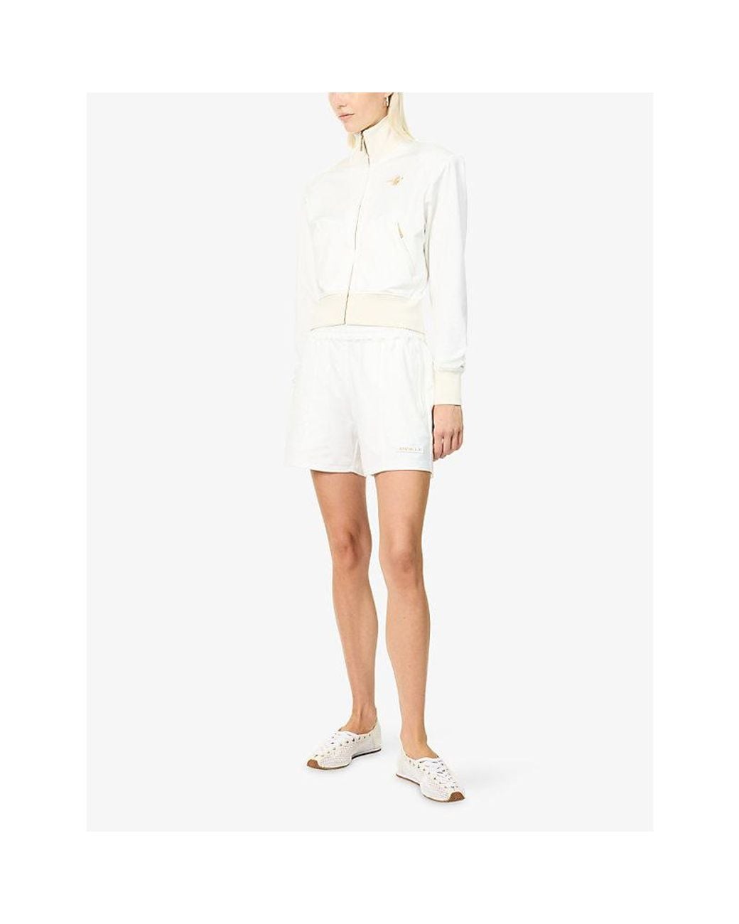 Jay3Lle White Cropped Jersey Polo Shirt