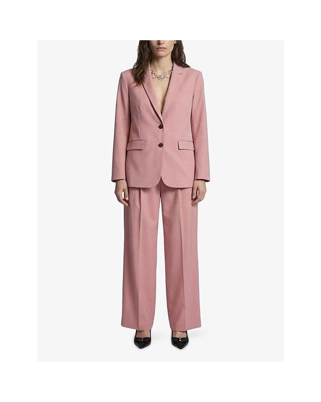 The Kooples Pink Pleated-Front Wide-Leg High-Rise Lyocell, Linen And Cotton Trousers