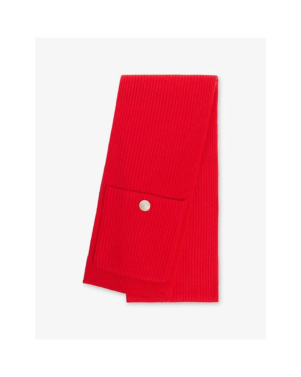 Sandro Red Ribbed Wool And Cashmere Scarf