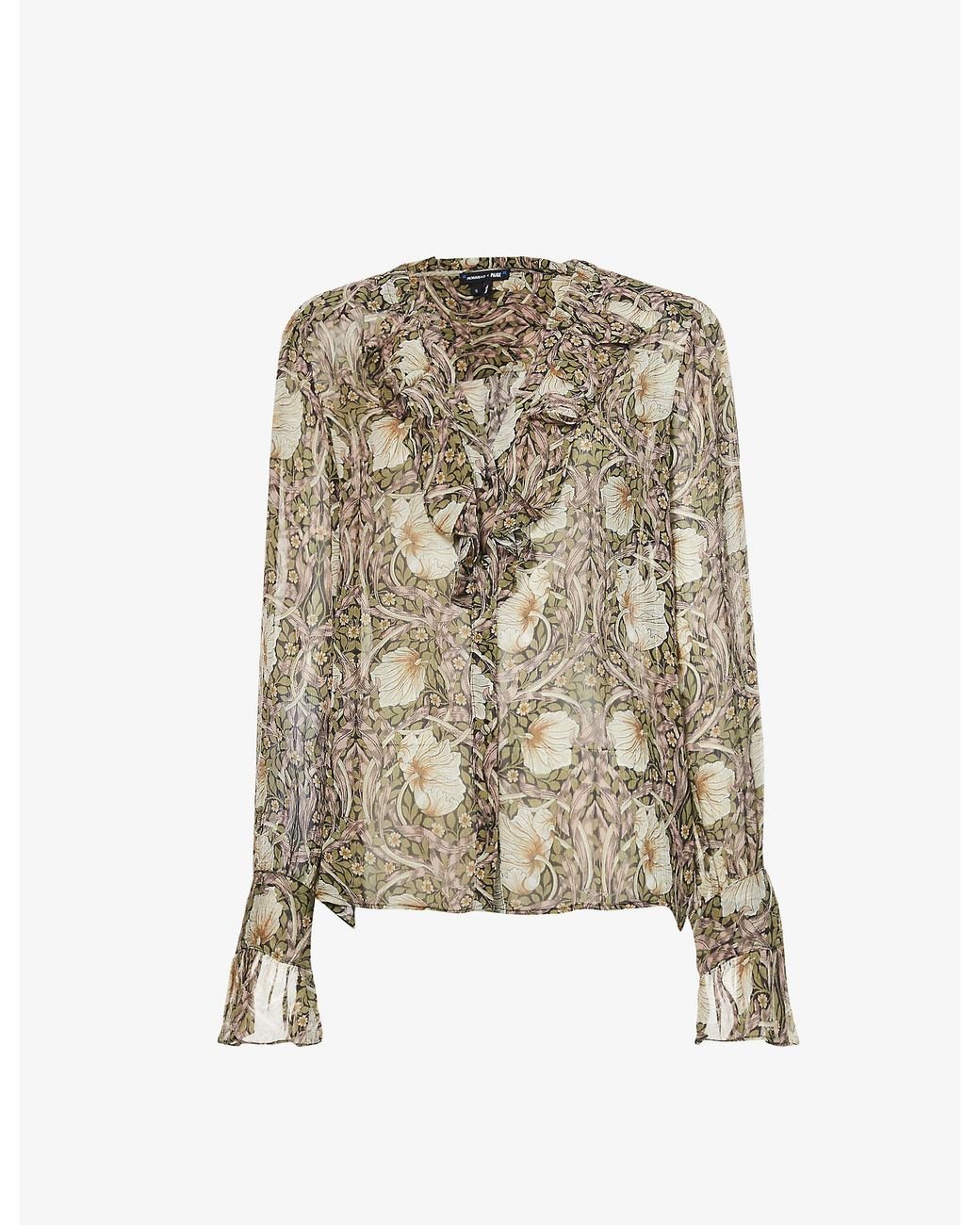 PAIGE Arianne Floral-print Silk Blouse in Natural | Lyst