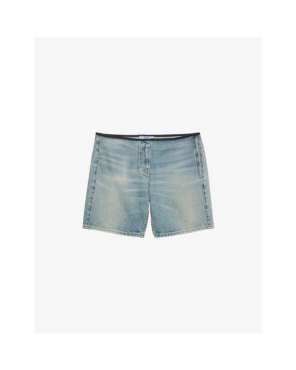 Prada Blue Washed Denim Bermuda Shorts
