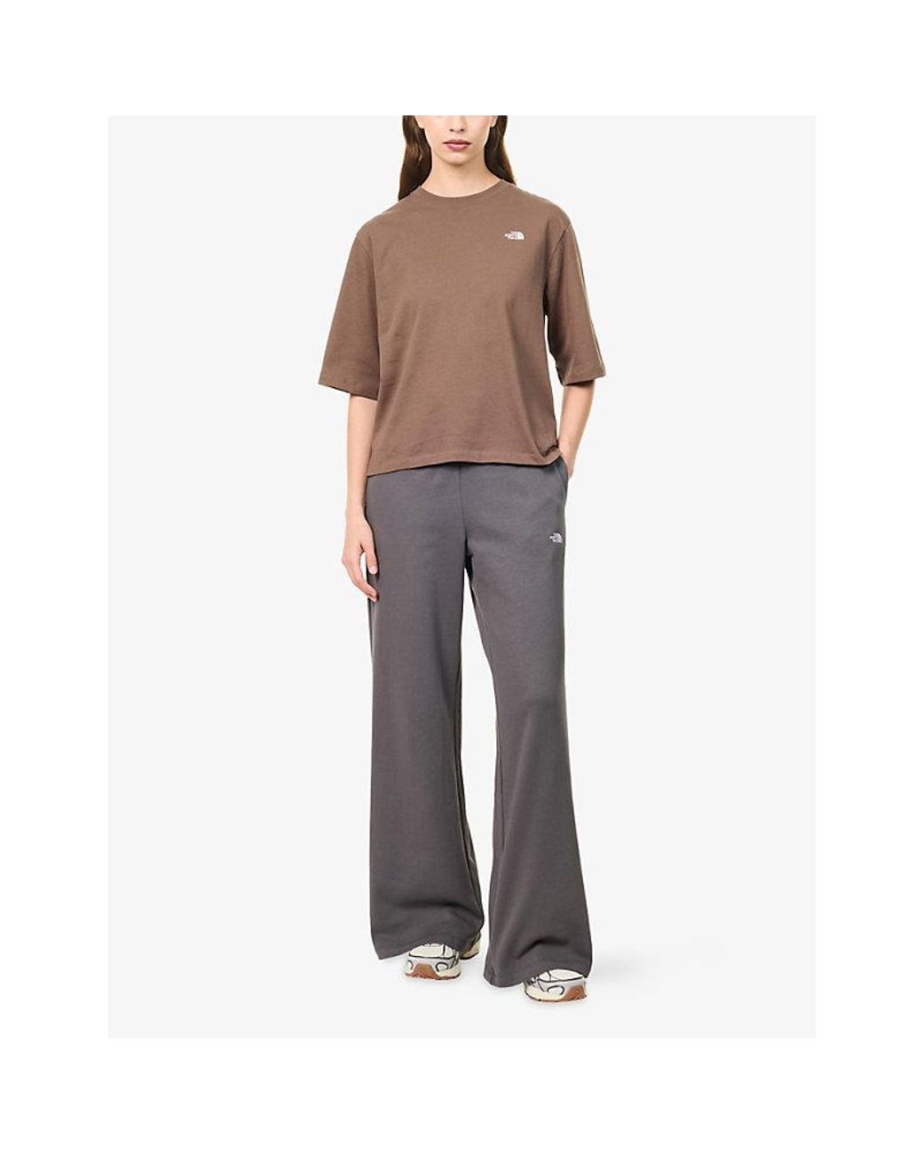 The North Face Brown Logo-Embroidered Boxy-Fit Cotton T-Shirt
