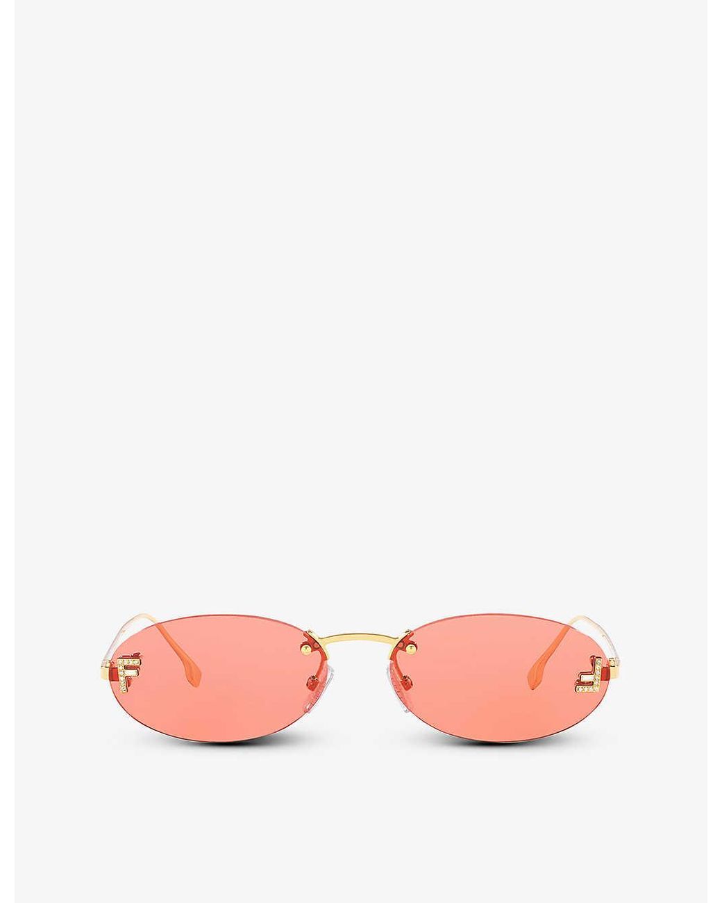 Fendi First Embellished Oval Sunglasses in Black - Fendi