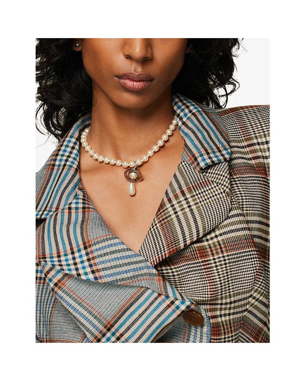 Vivienne westwood silver orb 2024 pearl choker necklace