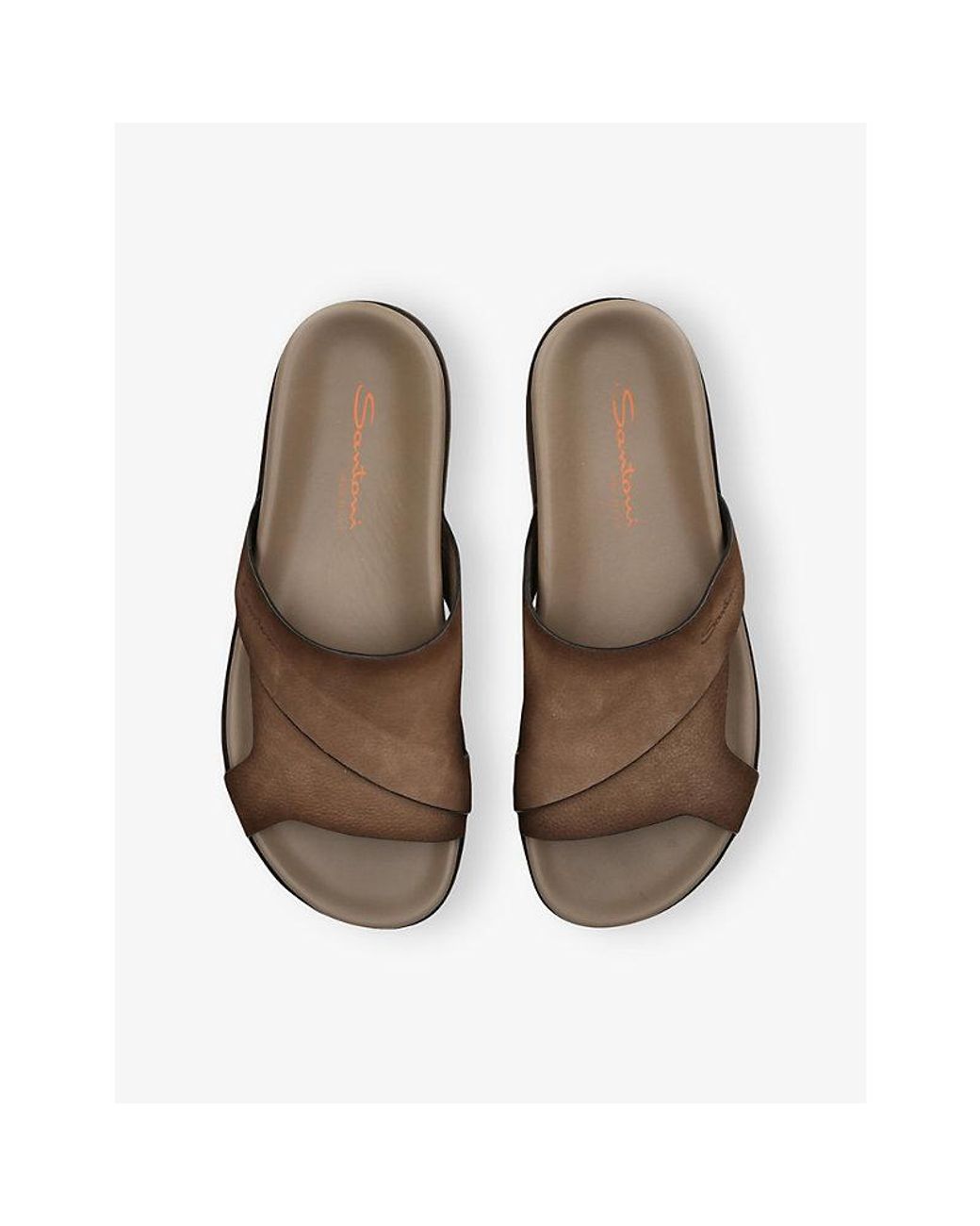 Santoni Brown Downtime Suede Sandals for men
