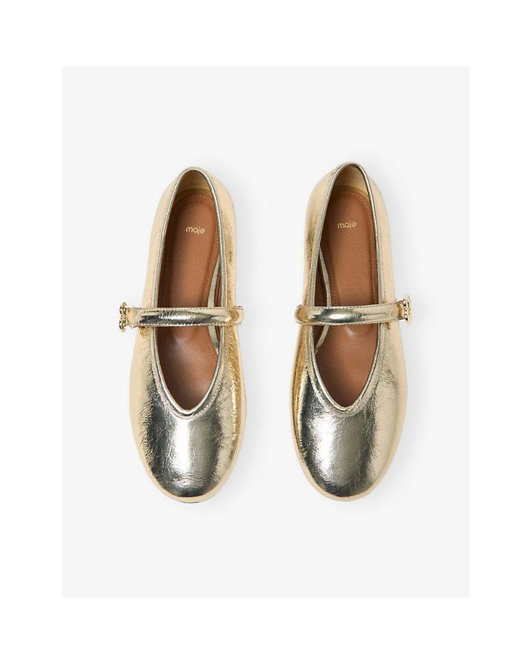 Maje Metallic Leather Ballet Flats