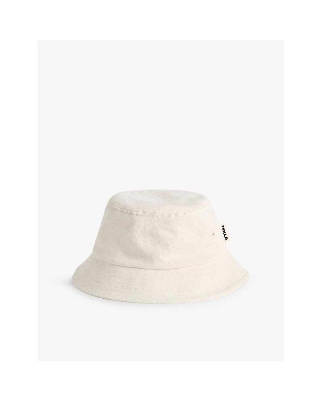 Tekla White Cotton Bucket Hat