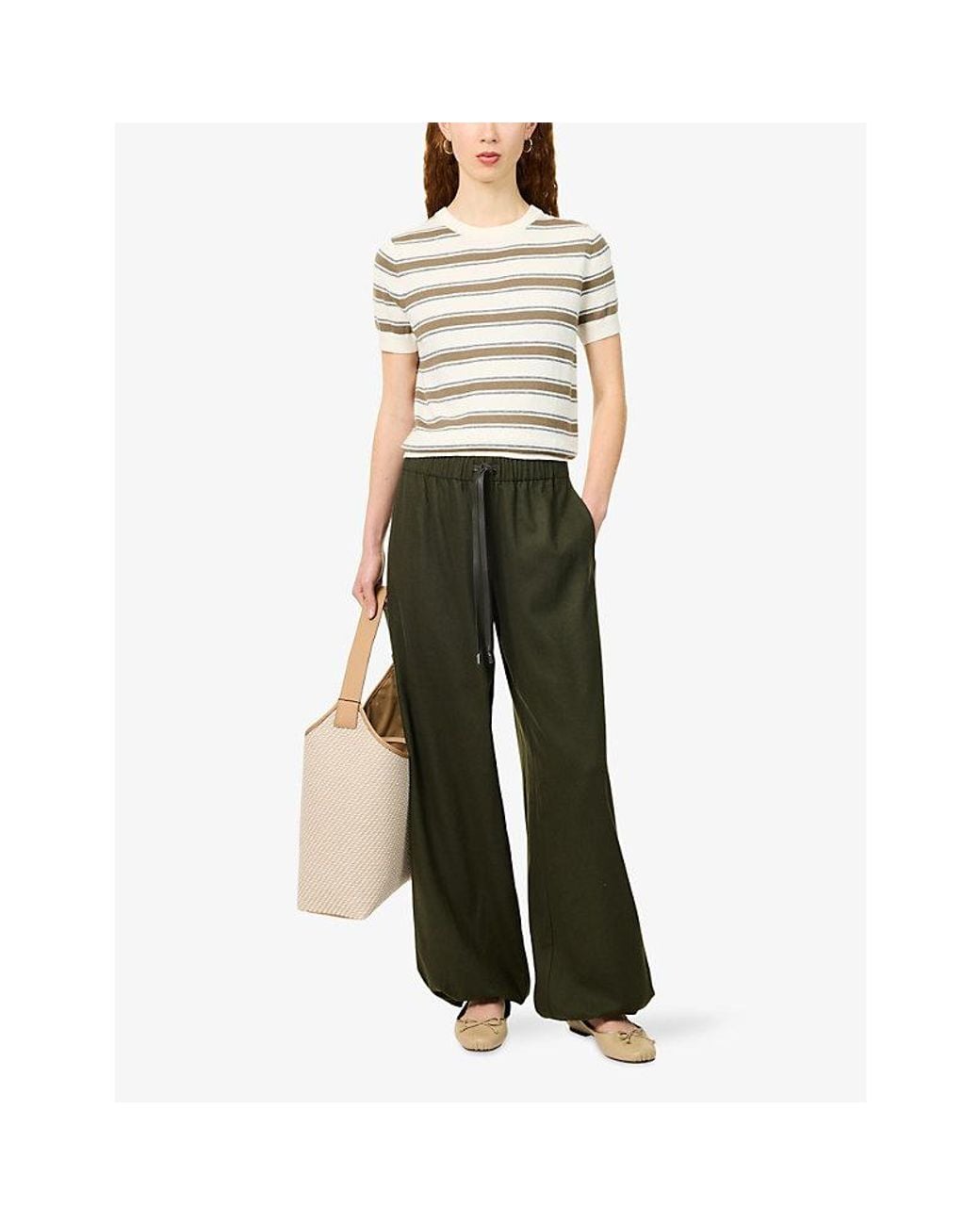 Vince Green Drawstring Flannel Wool-Blend Trousers