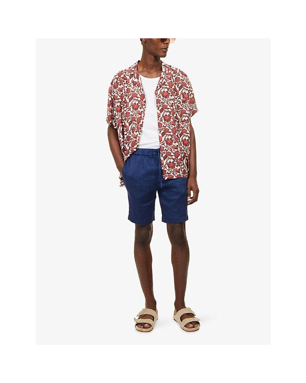ARRELS Barcelona Red Kabak Graphic-Print Woven Shirt for men