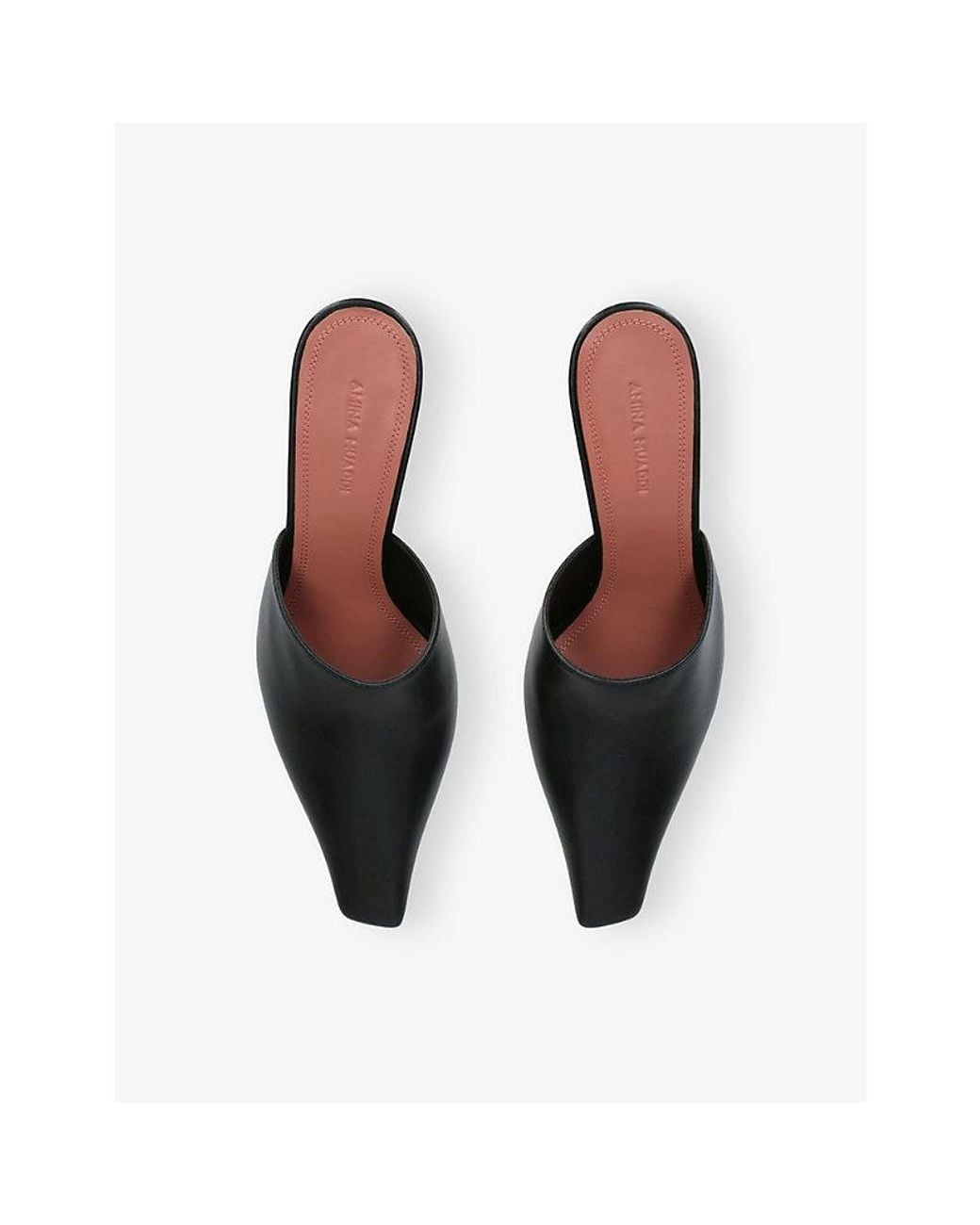 AMINA MUADDI Black Jamie Mule 80 Leather Heels