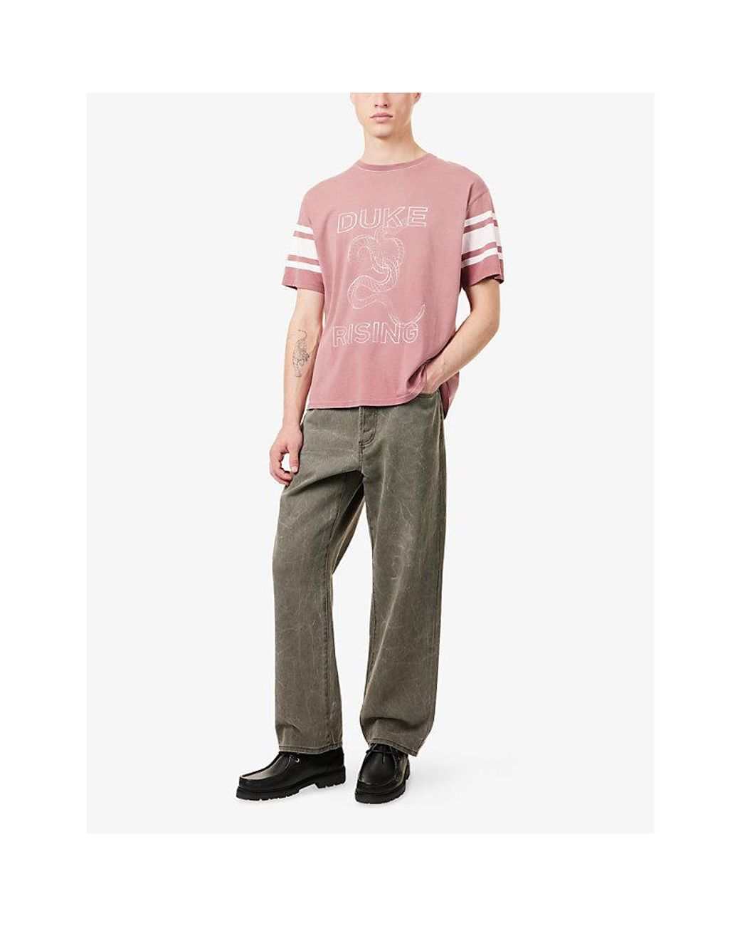 Duke & Dexter Pink Rising Printed Cotton T-Shirt for men
