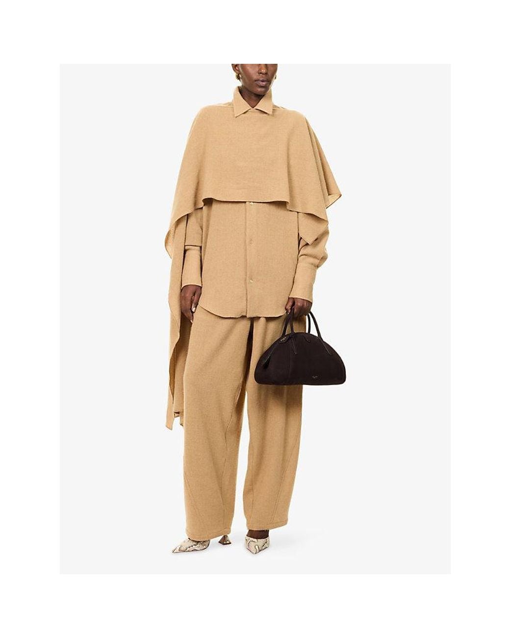 DARKPARK Natural Georgia Detachable Scarf Cashmere And Wool Shirt