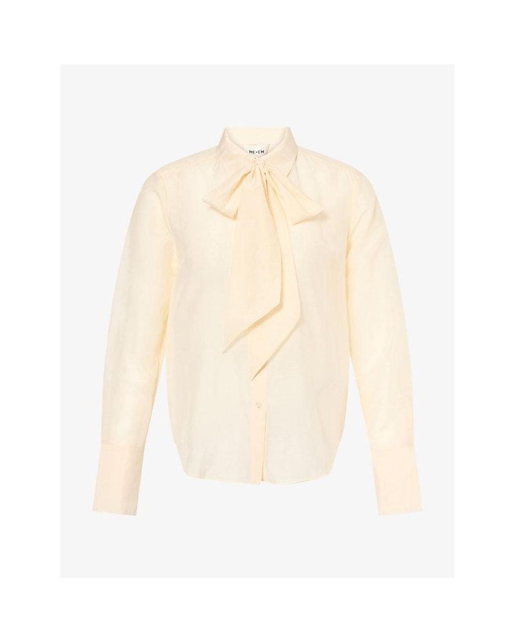 ME+EM White Cloud Layering Tie Cotton Silk-Blend Shirt